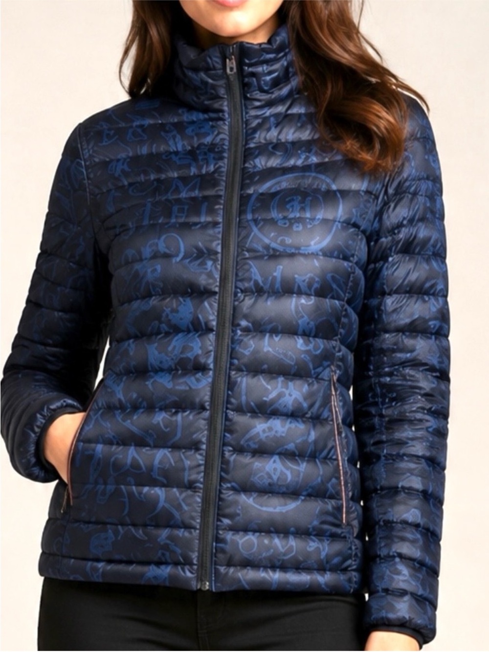 Tommy Hilfiger cozy festival ready Navy Quilted Logo-Print P Puffer Jacket